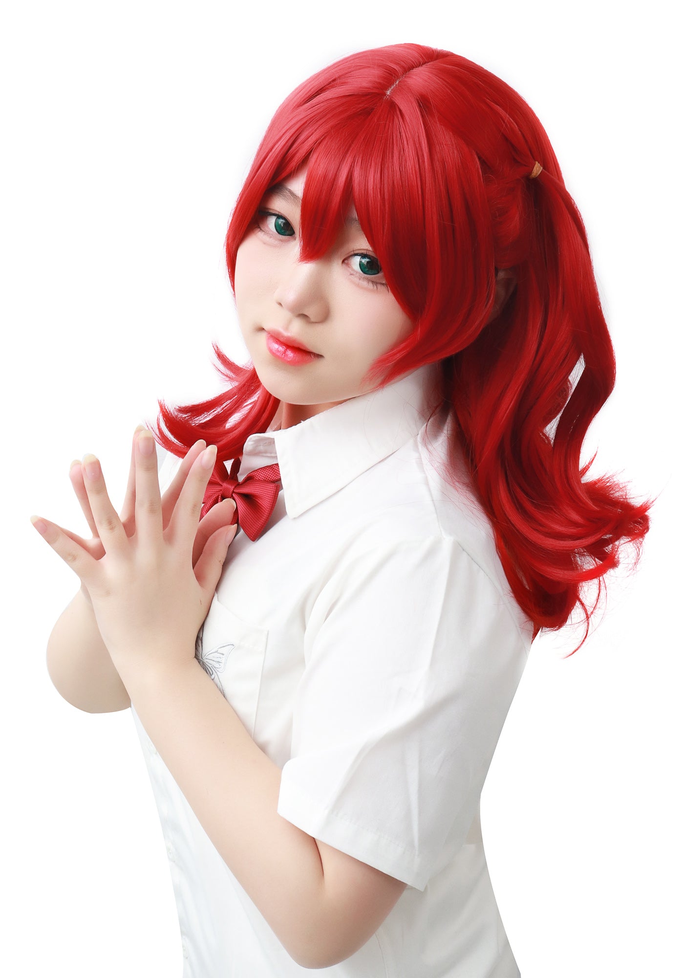 DAZCOS Kita Ikuyo with Side Ponytail Red Cosplay Wig Red