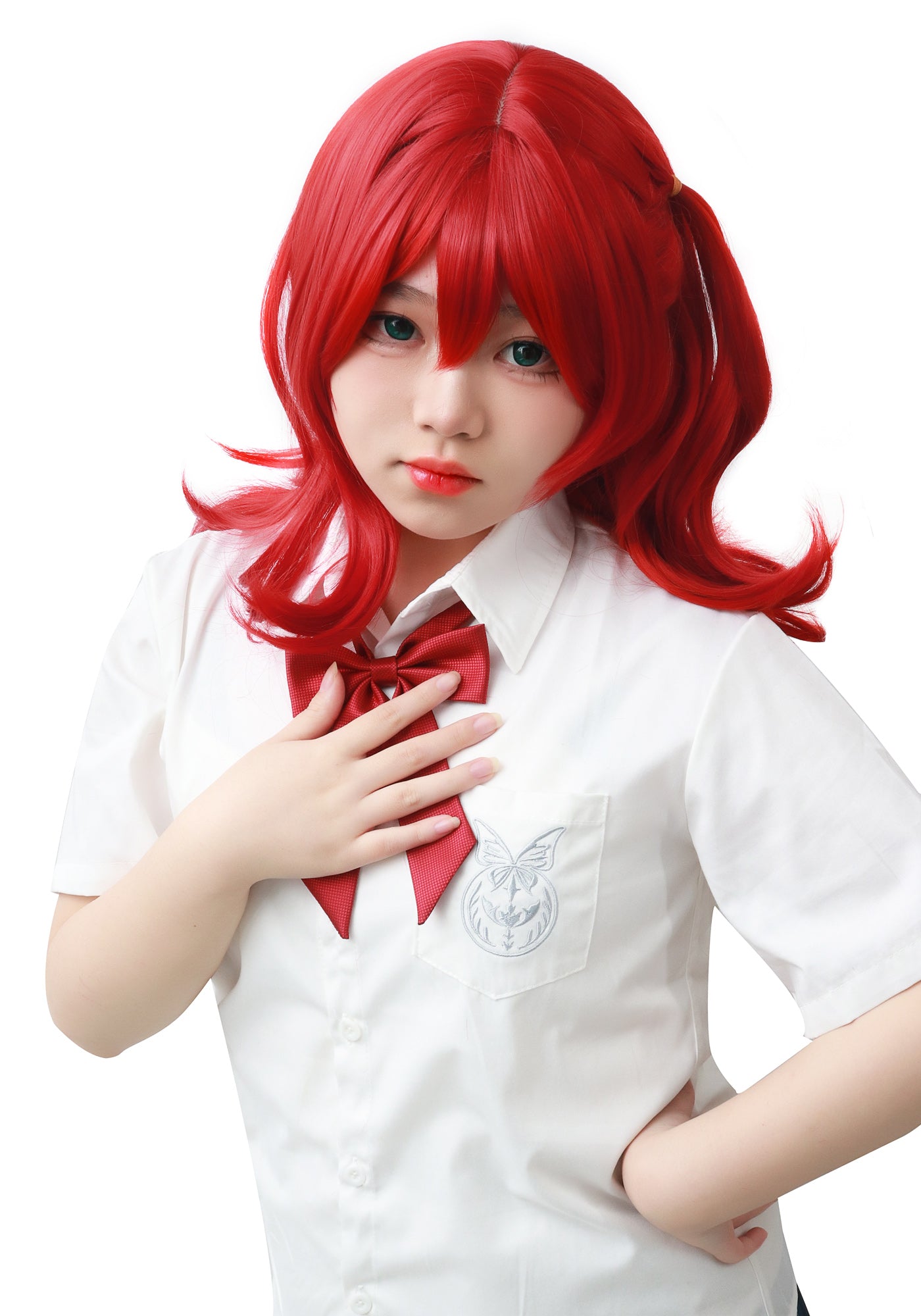 DAZCOS Kita Ikuyo with Side Ponytail Red Cosplay Wig Red