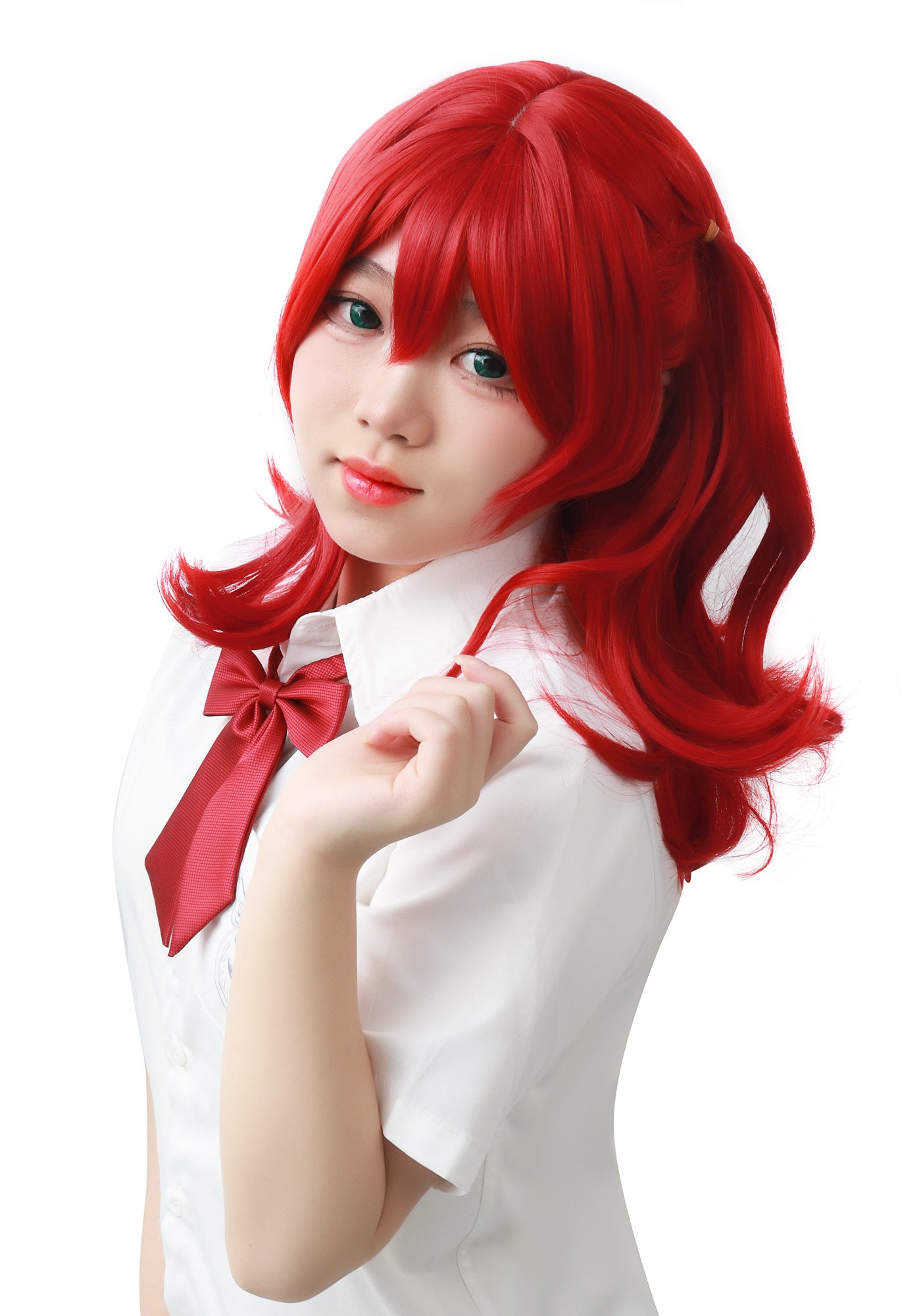 DAZCOS Kita Ikuyo with Side Ponytail Red Cosplay Wig Red