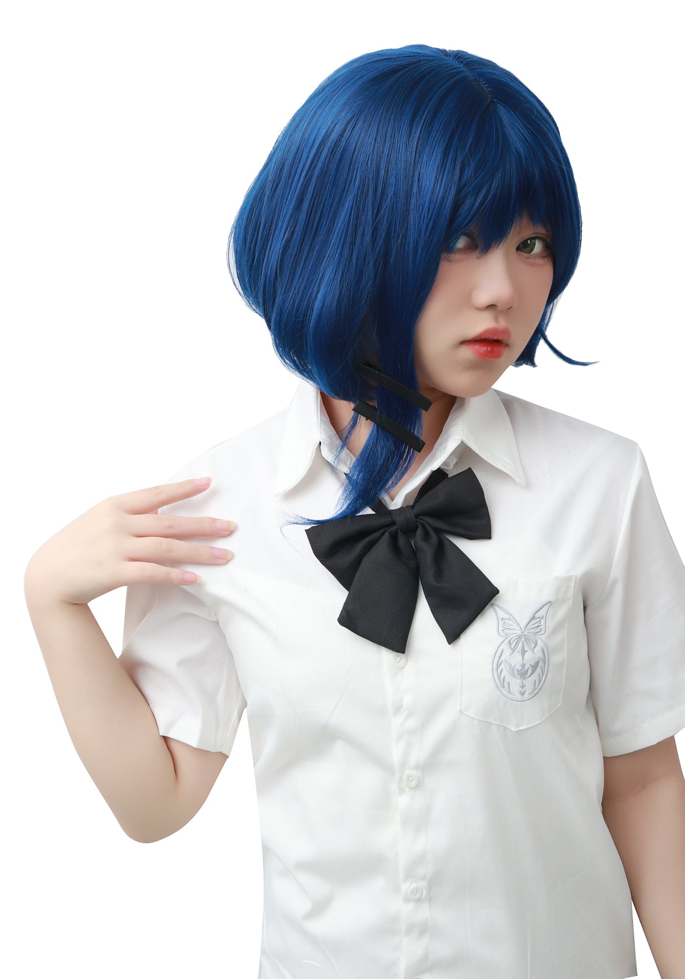 DAZCOS Yamada Ryou Short Blue Cosplay Wig Blue