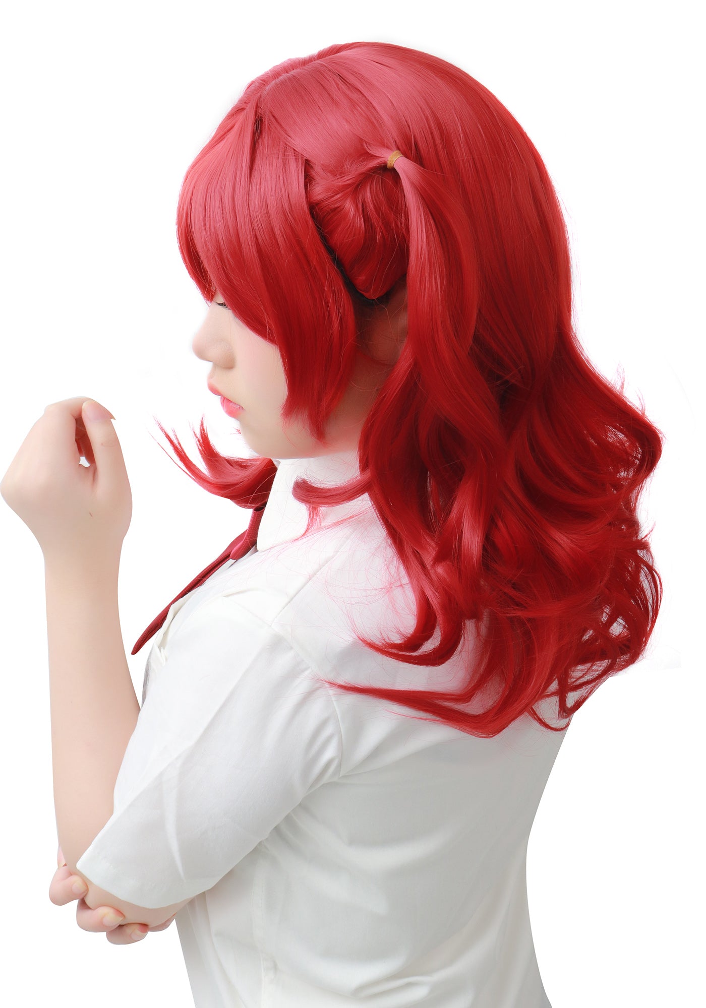 DAZCOS Kita Ikuyo with Side Ponytail Red Cosplay Wig Red