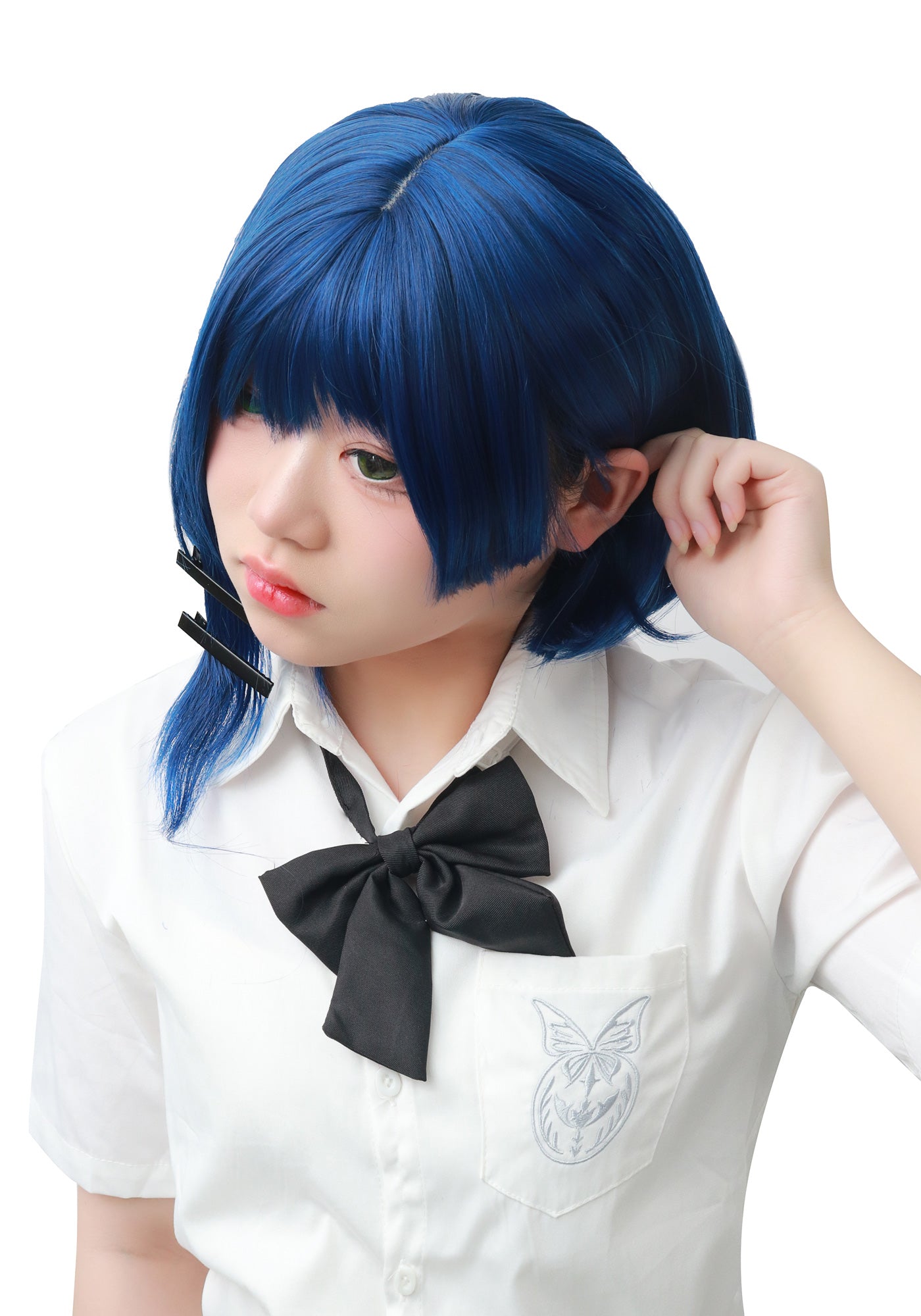 DAZCOS Yamada Ryou Short Blue Cosplay Wig Blue