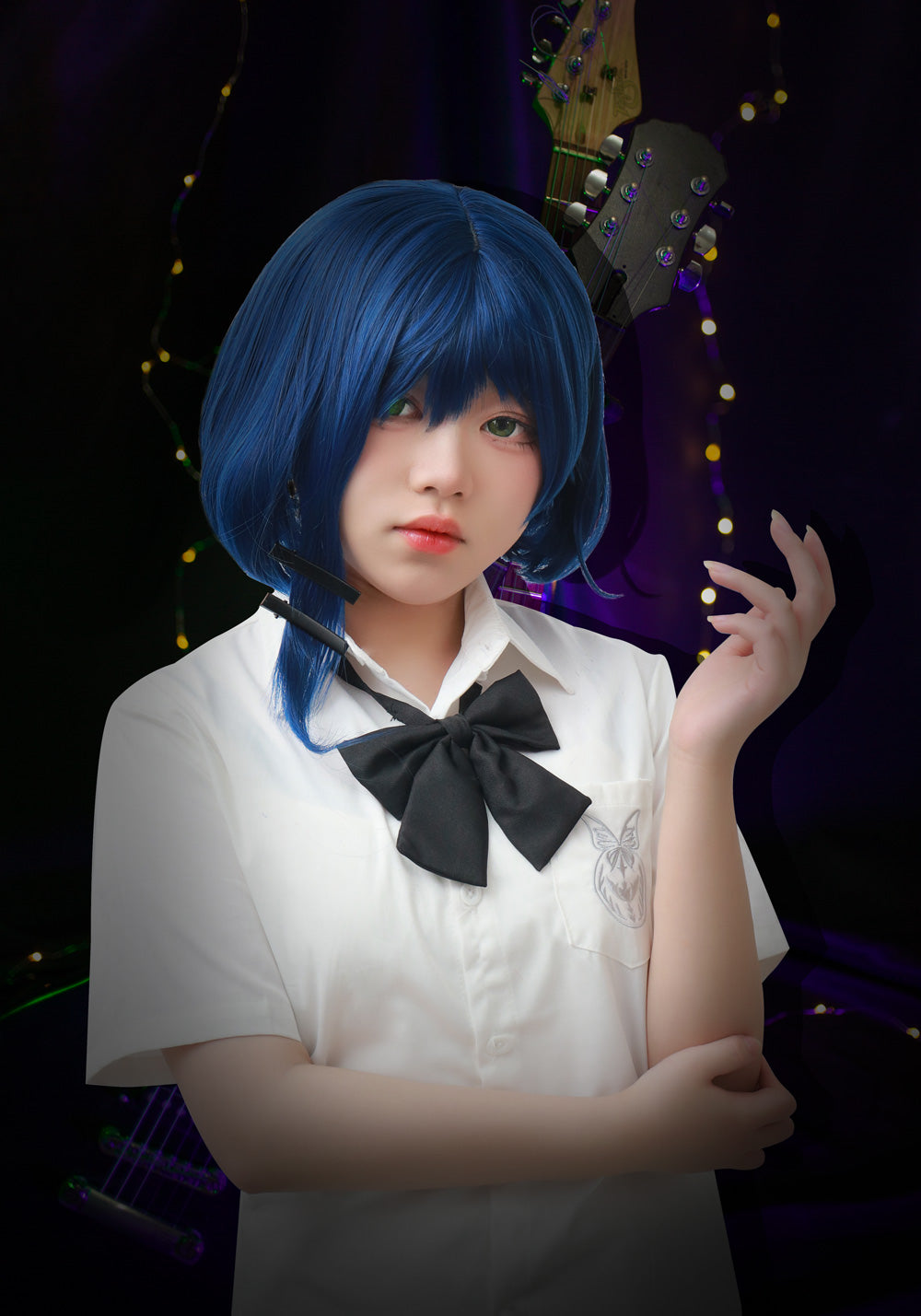 DAZCOS Yamada Ryou Short Blue Cosplay Wig Blue