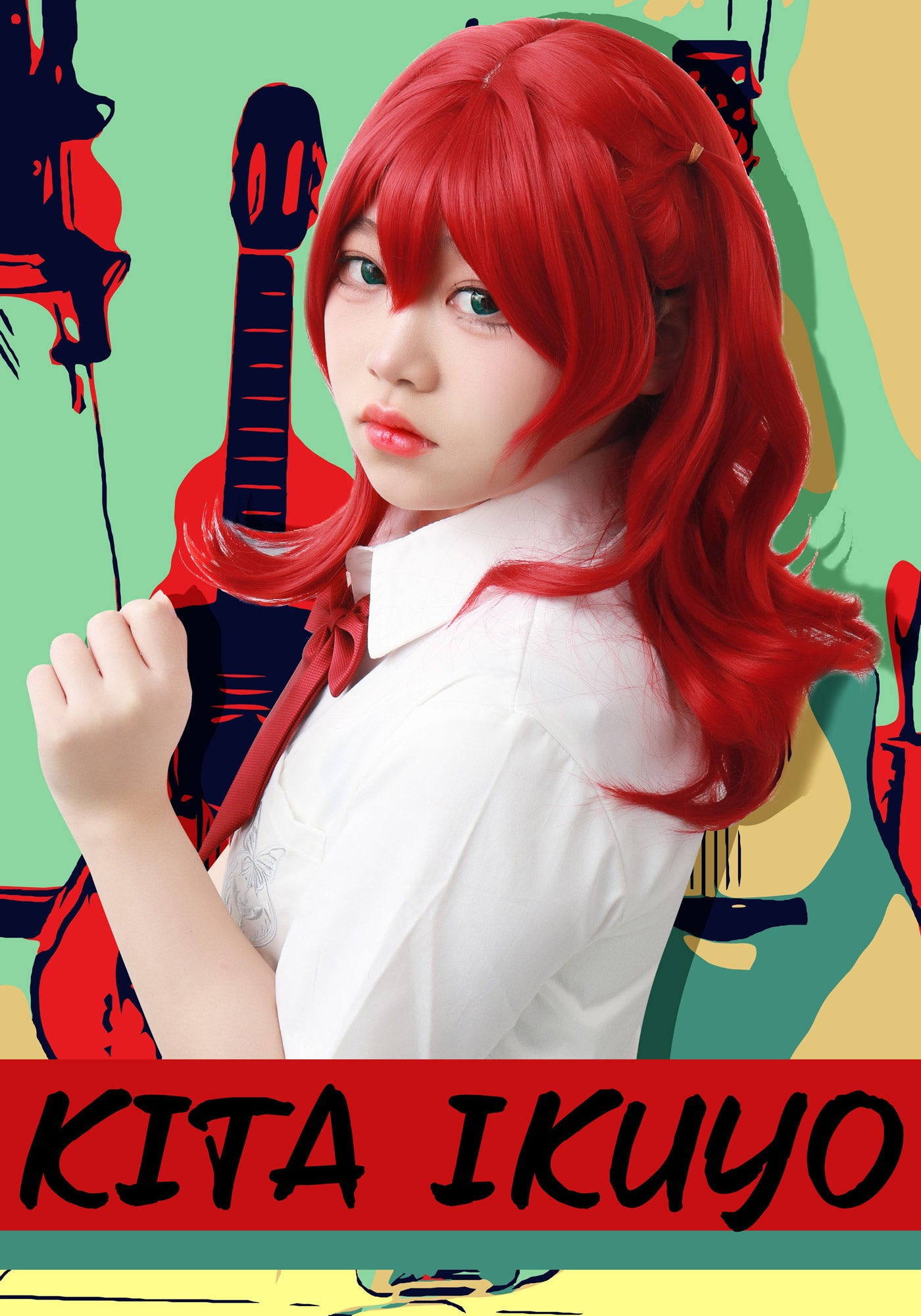 Kita Ikuyo with Side Ponytail Red Cosplay Wig