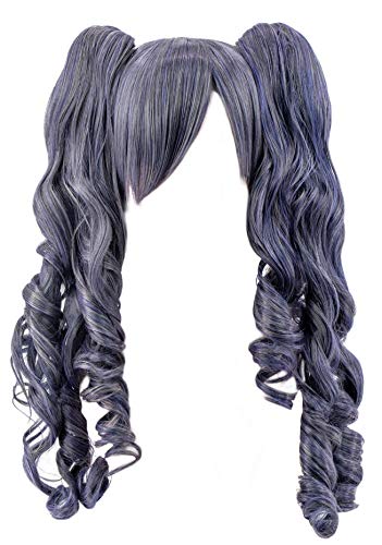 Kuroshitsuji Ciel Phantomhive Cosplay Wig Goth Cute Loli Curly Long Hair Two Pigtails Gray One size