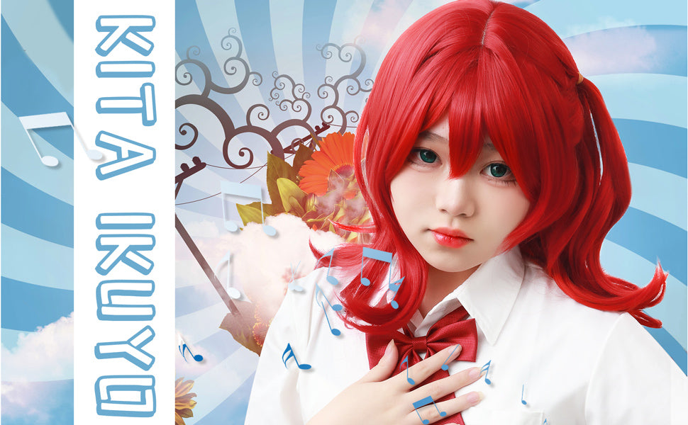 Kita Ikuyo with Side Ponytail Red Cosplay Wig Red