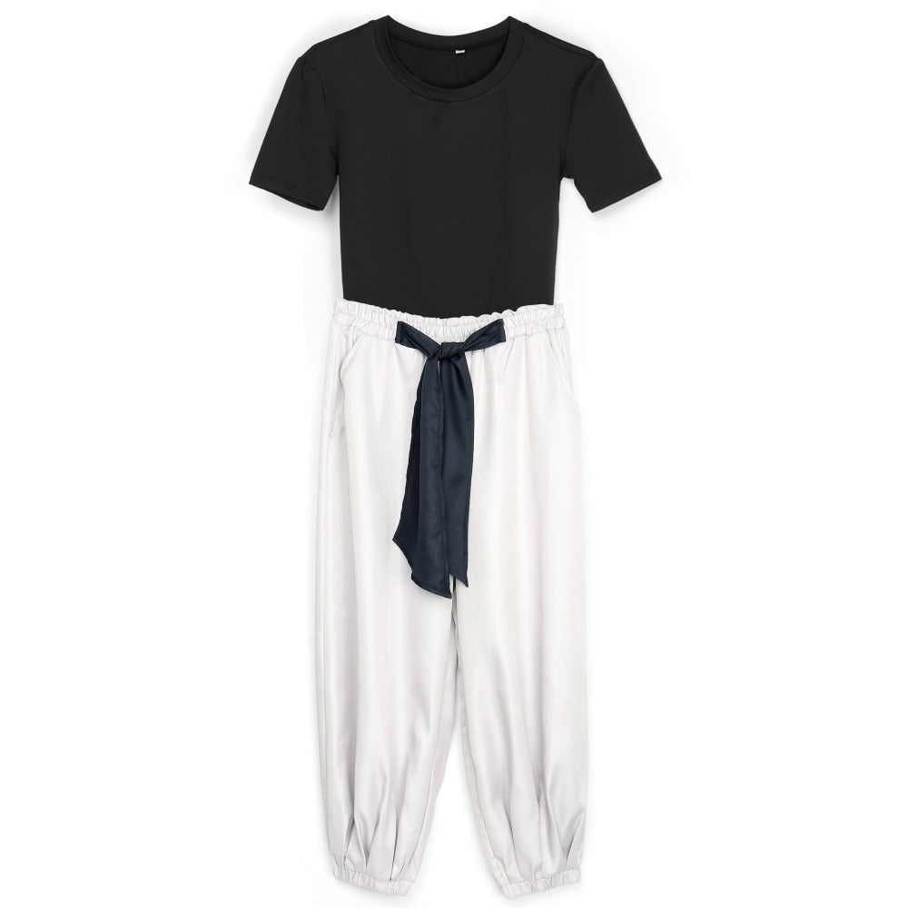 DAZCOS Gojo Satoru/Fushiguro Toji Black Shirt and Grey Baggy Pants with Black Belt