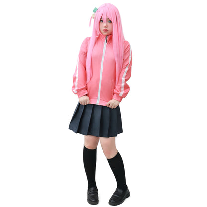 DAZCOS Bocchi the Rock Gotou Hitori Cosplay Costume Pink Coat Skirt Headdress Socks Set