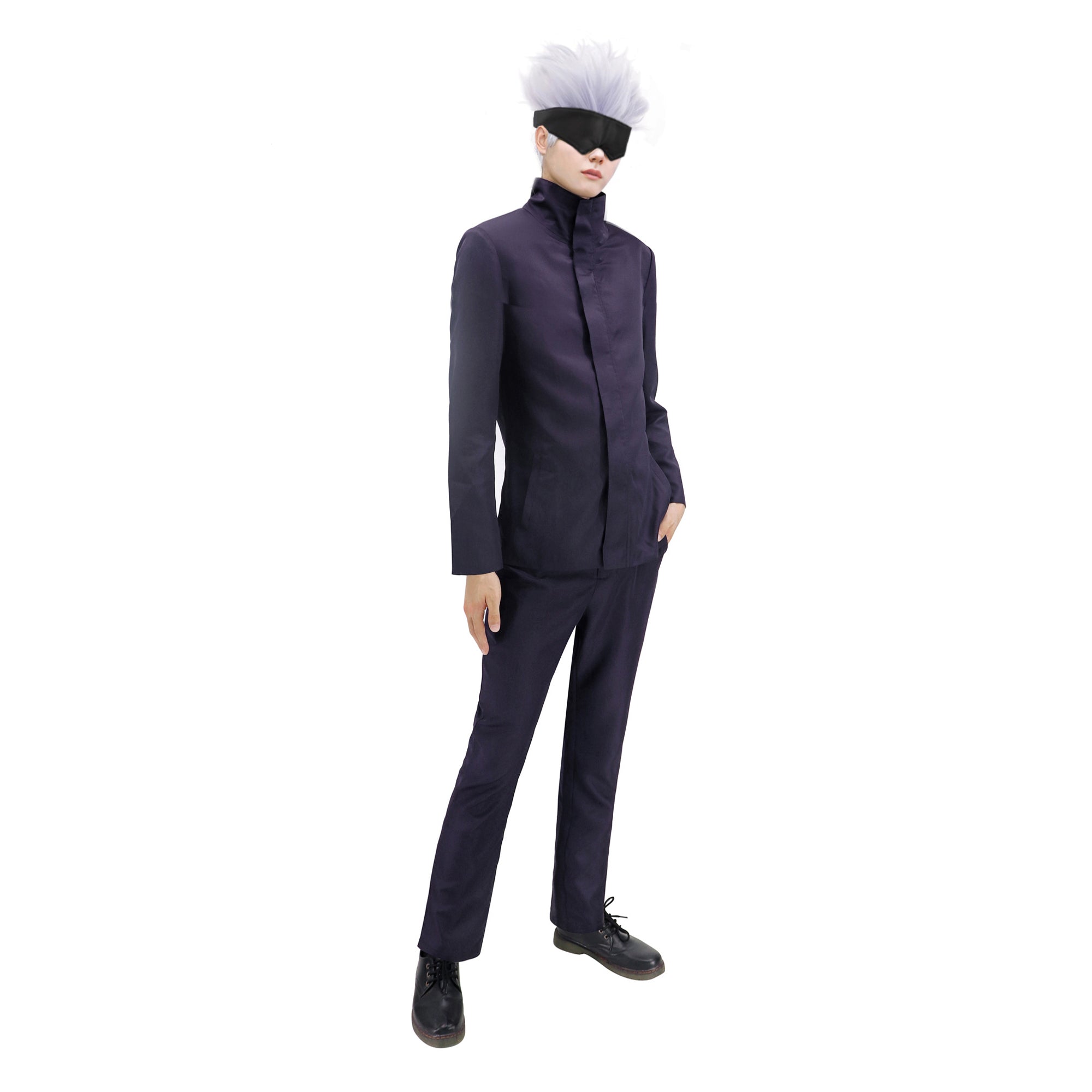 Costume de Cosplay Gojo Satoru taille américaine pour homme uniforme Ouitfit avec bandeau sur les yeux