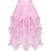 Tiered Tulle Skirt Ruffle Elastic Waist Midi Skirt