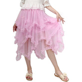 Tiered Tulle Skirt Ruffle Elastic Waist Midi Skirt