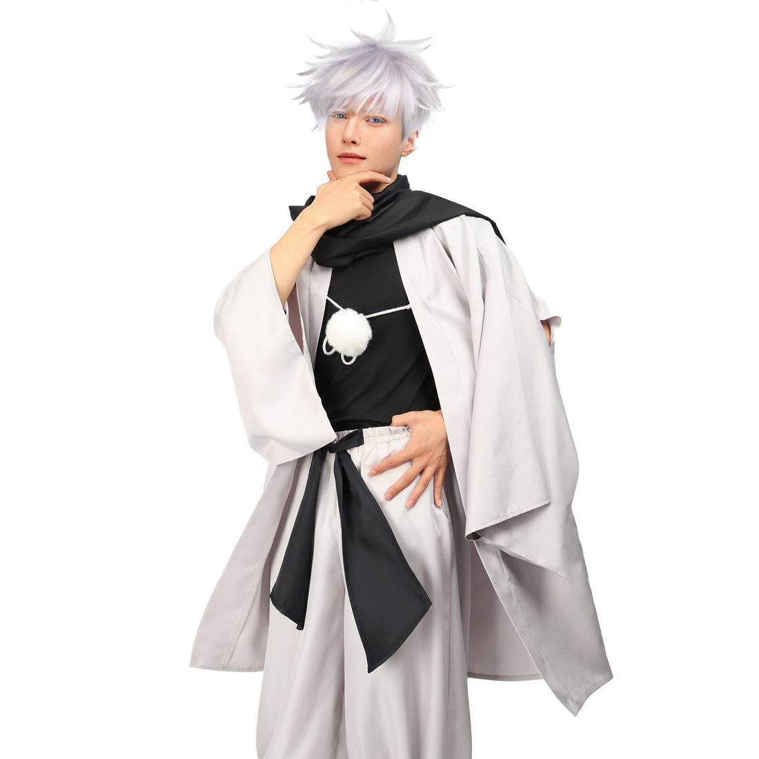 Satoru Cosplay Haori Kimono Jacket Men with Scarf Satoru Costume Adult Outfits Japan Kimono Comic-Con Carnival Clothing