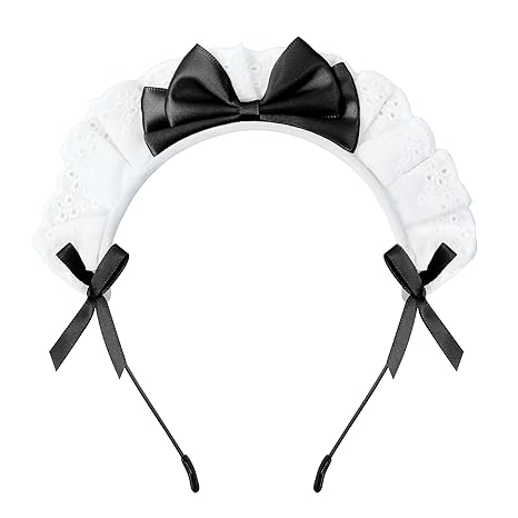 French Maid Headband Ribbon Lace Kawaii Headwear Headpiece for Cosplay Costume