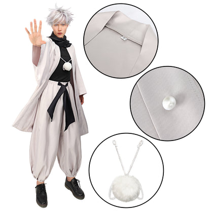 Satoru Cosplay Haori Kimono Jacket Men with Scarf Satoru Costume Adult Outfits Japan Kimono Comic-Con Carnival Clothing