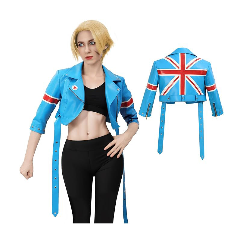 Fighter Cammy White Cosplay Jacket Women Faux Leather Costume with Belt