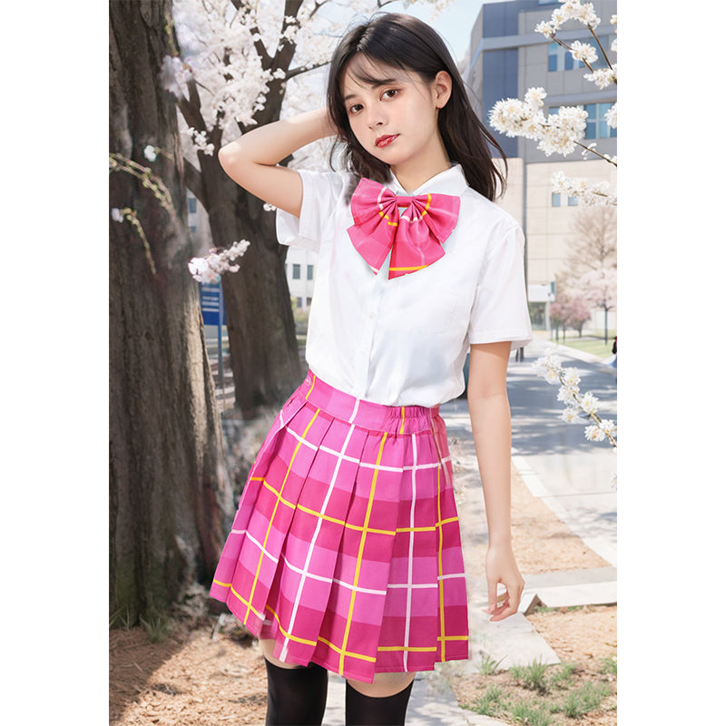 Necktie Bow Tie 2 Pcs Set Uniform Adjustable Plaid Tartan Bow Tie Necktie Set 