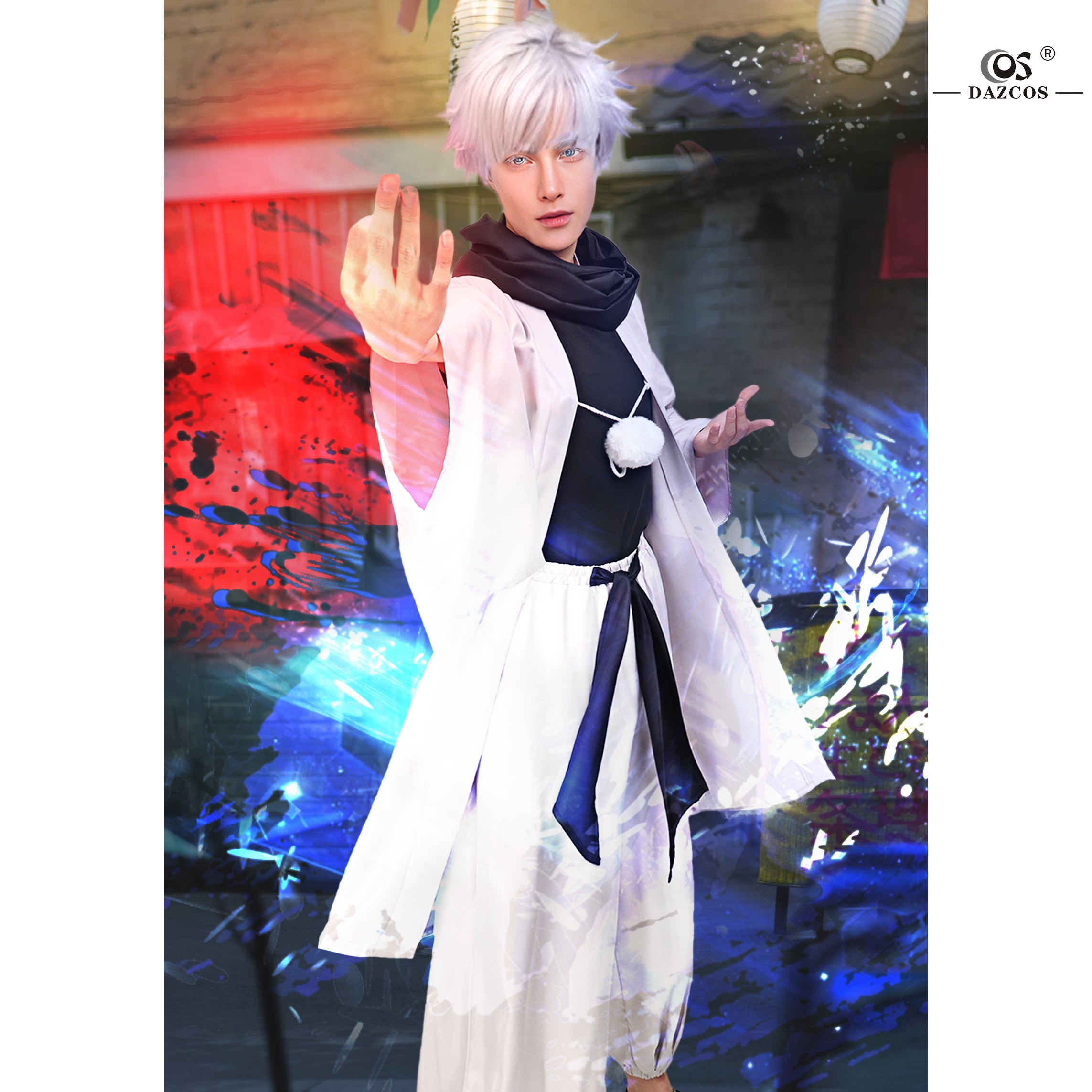 Satoru Cosplay Haori Kimono Jacket Men with Scarf Satoru Costume Adult Outfits Japan Kimono Comic-Con Carnival Clothing