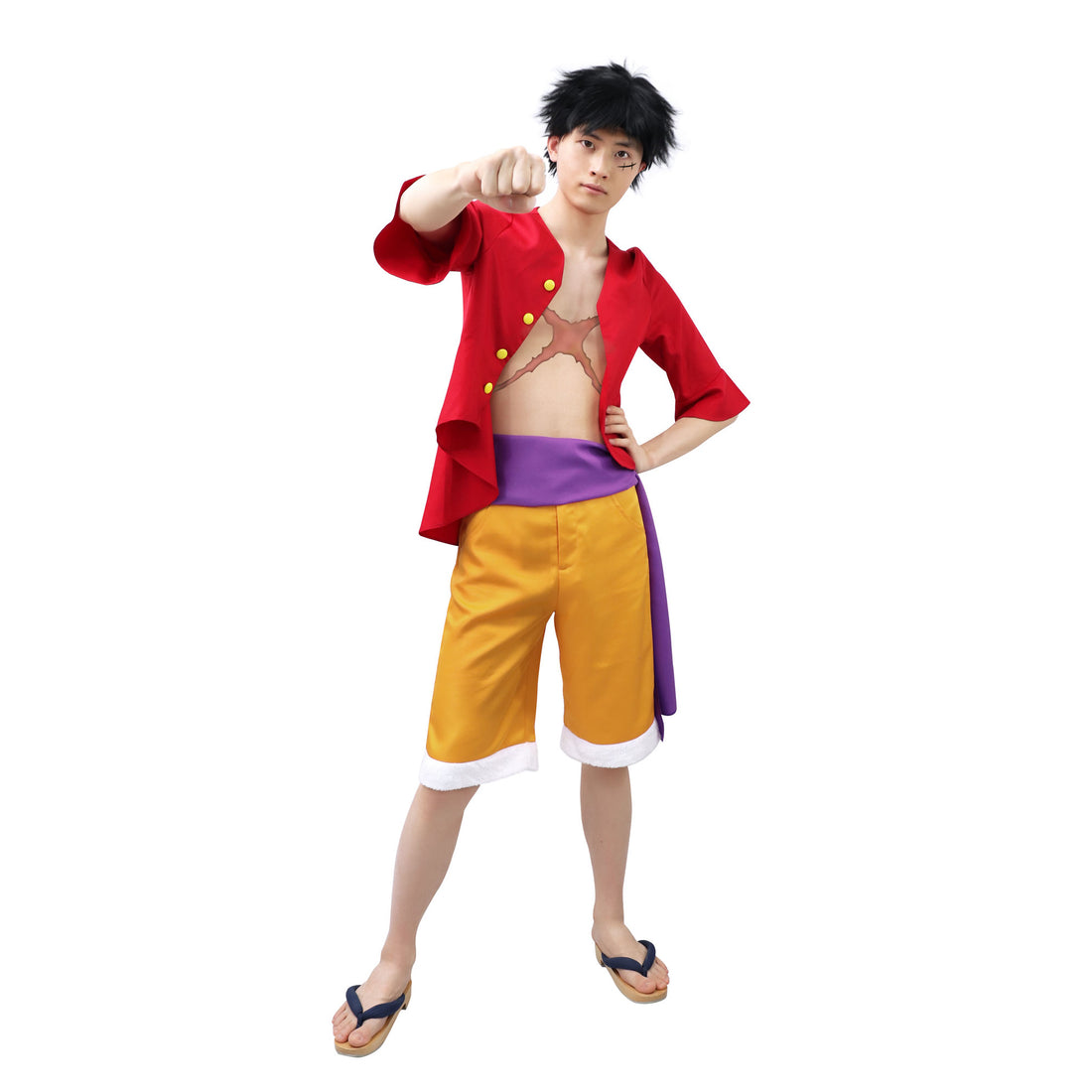 DAZCOS US Taille Luffy Cosplay Wano Country Anime Costume Outfit avec Purple Pirate Sash