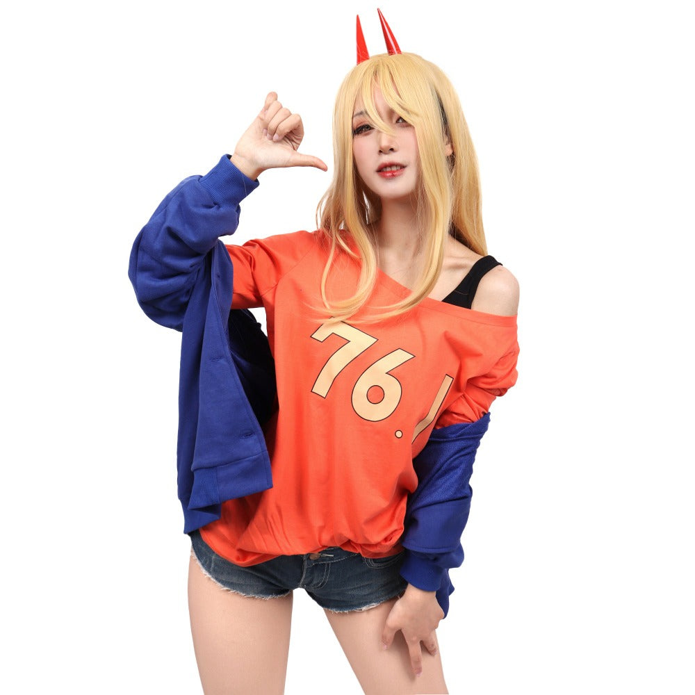 Power 76.1 Shirt Power Long Sleeve Shirt with Underwear Anime Cosplay Costume T-shirt