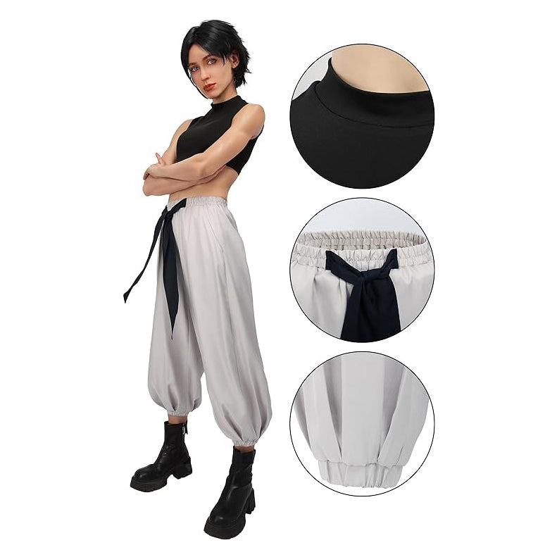 Toji Fushiguro Cosplay Women Costume Black Stretchy Crop Top Pants Outfit