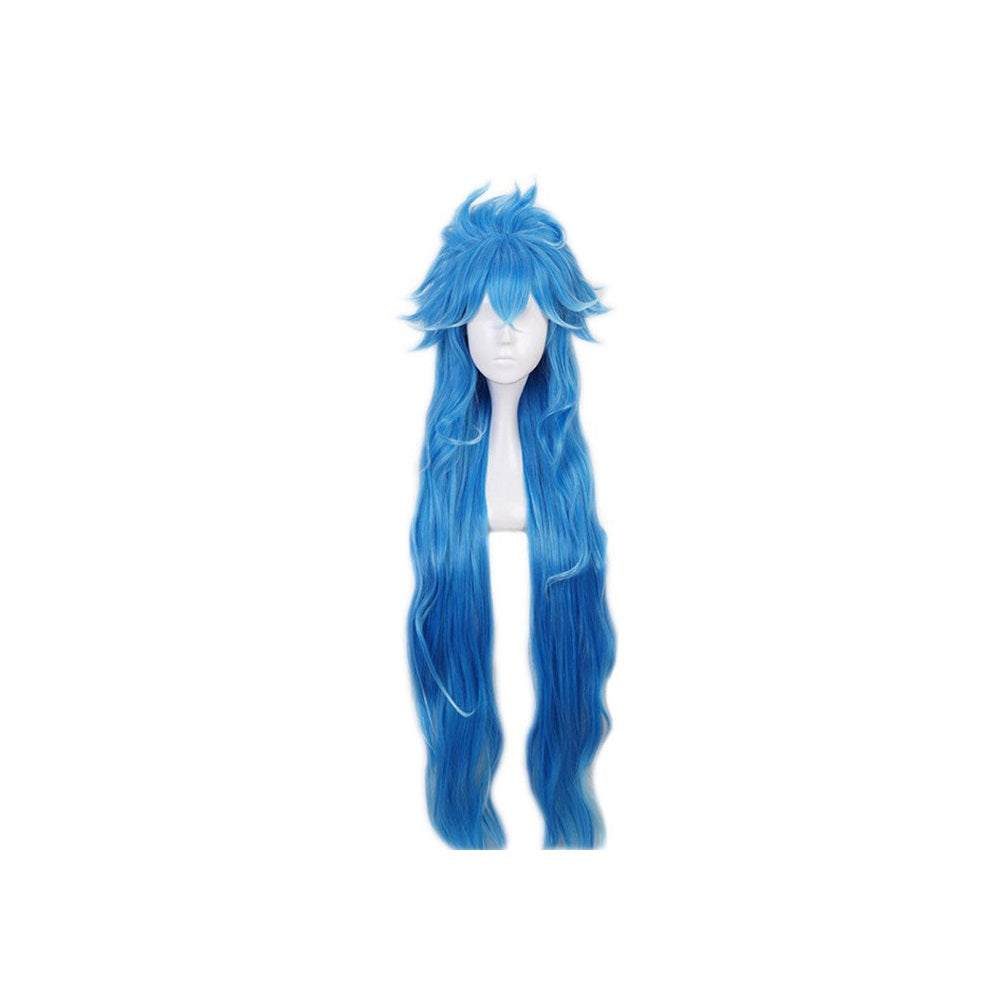 Idia Shroud Cosplay Long Wig Blue Gradient Wavy Wig Anime Halloween Costume (Blue)