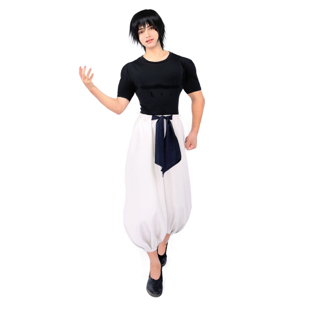 DAZCOS Gojo Satoru/Fushiguro Toji Black Shirt and Grey Baggy Pants with Black Belt