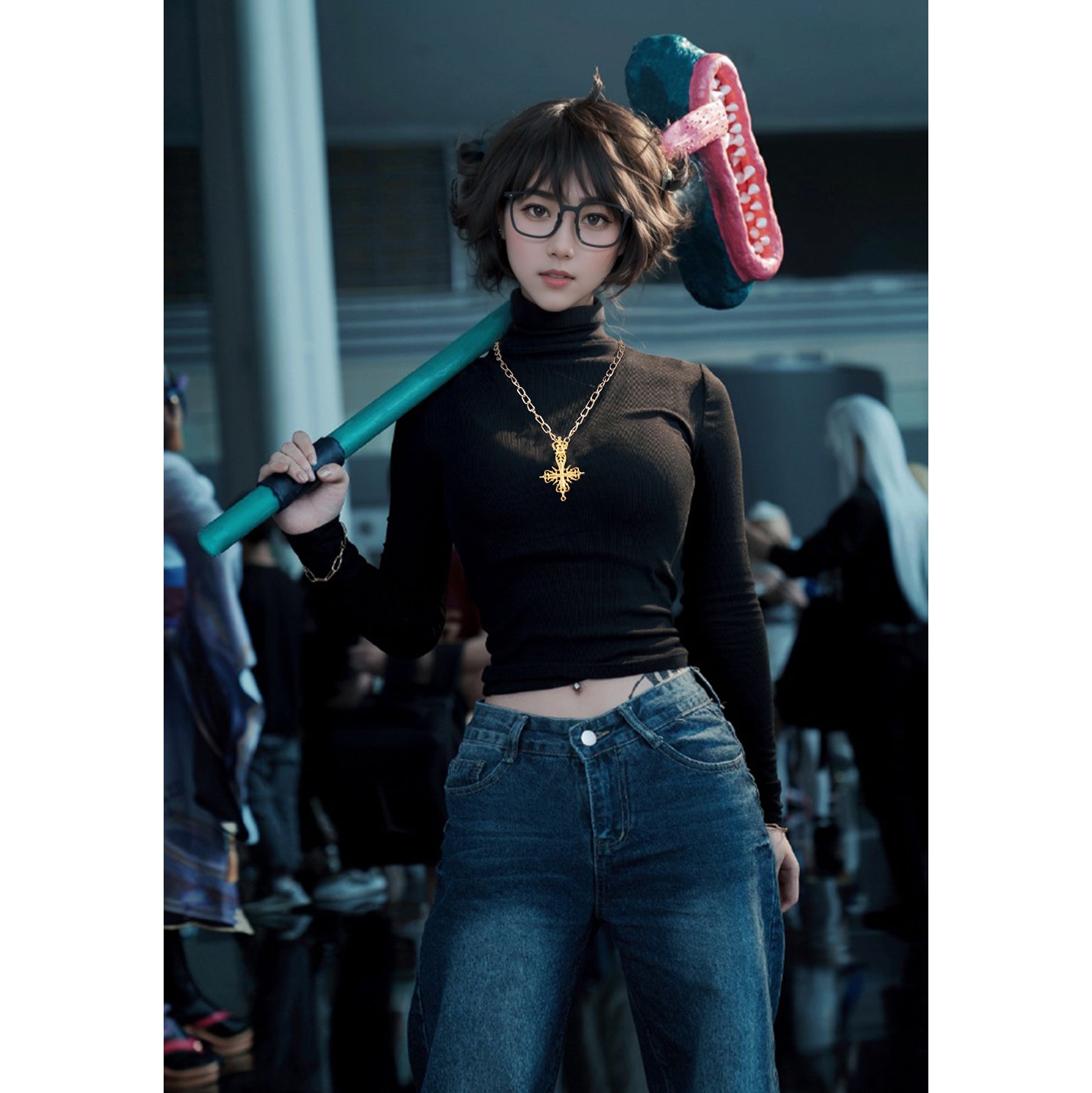Shizuku Cosplay Necklace Set with Glasses and Stickers for Halloween