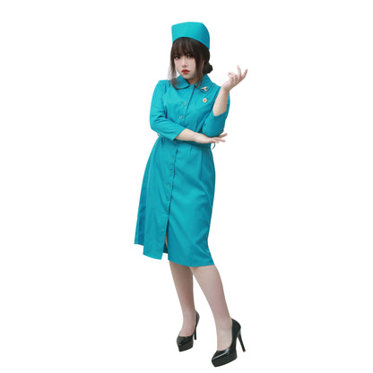 Ratched Cosplay Costume Blue Nurse Dress