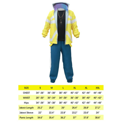 David Martinez Cosplay Outfit Size Chart