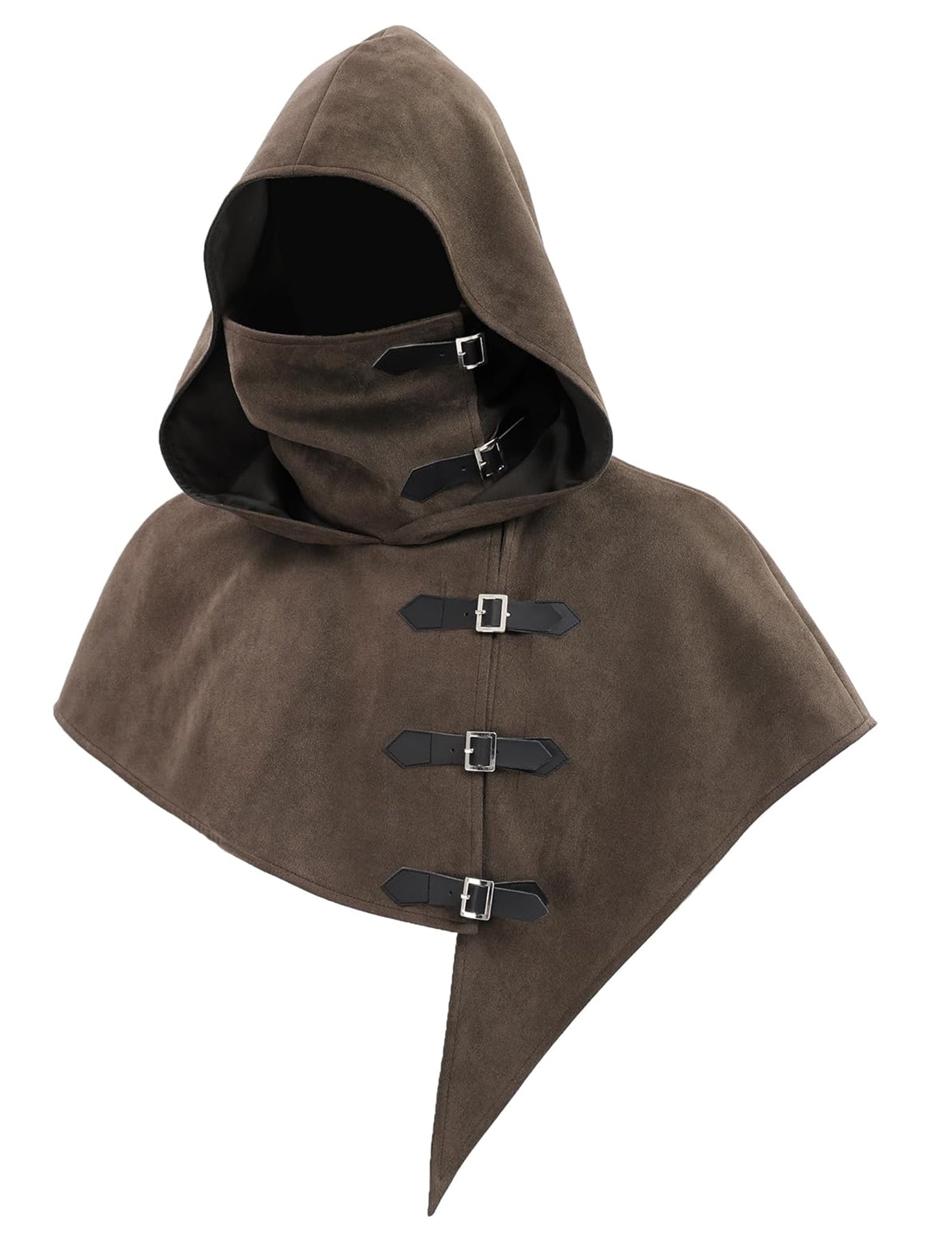 Medieval Cowl Hood With Buckles Renaissance Hooded Cape Hat Costume Accessories For Halloween Party