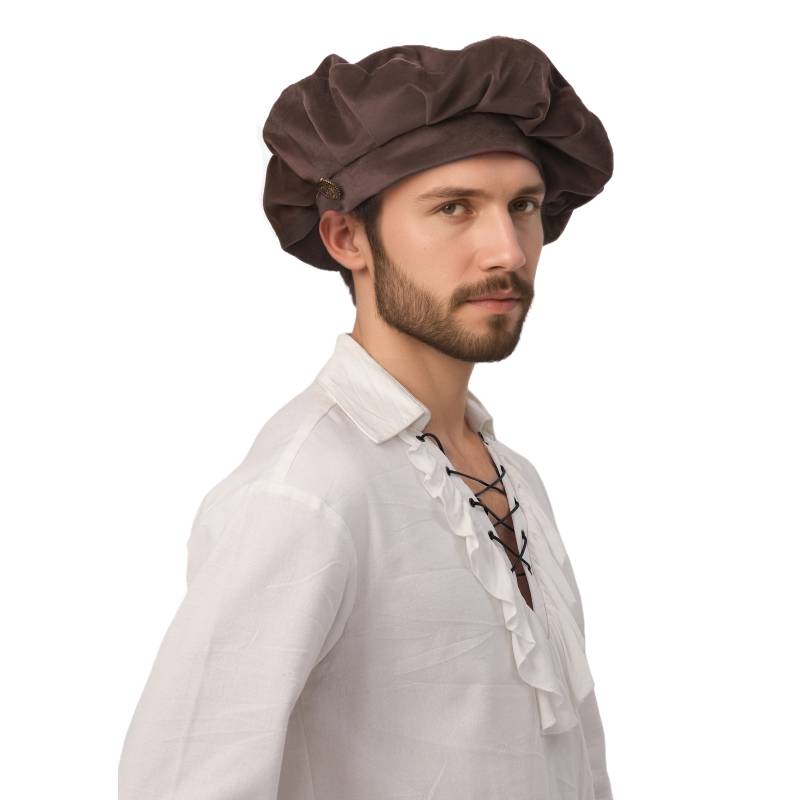 Men Renaissance Medieval Tudor Hat Beret Hat Ren Faire LARP Muffin Cap Minstrel Hat Costume Accessories