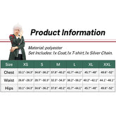 Cosplay Costume Jacket Shirt with Silver Chain 