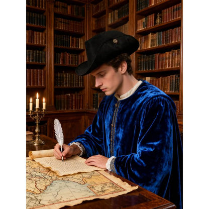 Unisex Medieval Renaissance Musketeer Hat Colonial Tricorn Cap Headwear Hat Costume Accessories