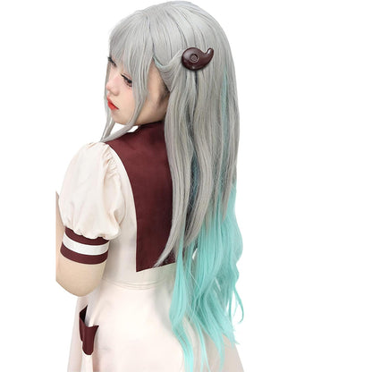 Anime Cosplay Wig Hair Silver Grey and Green Wig with Hair Clips for Halloween Christmas