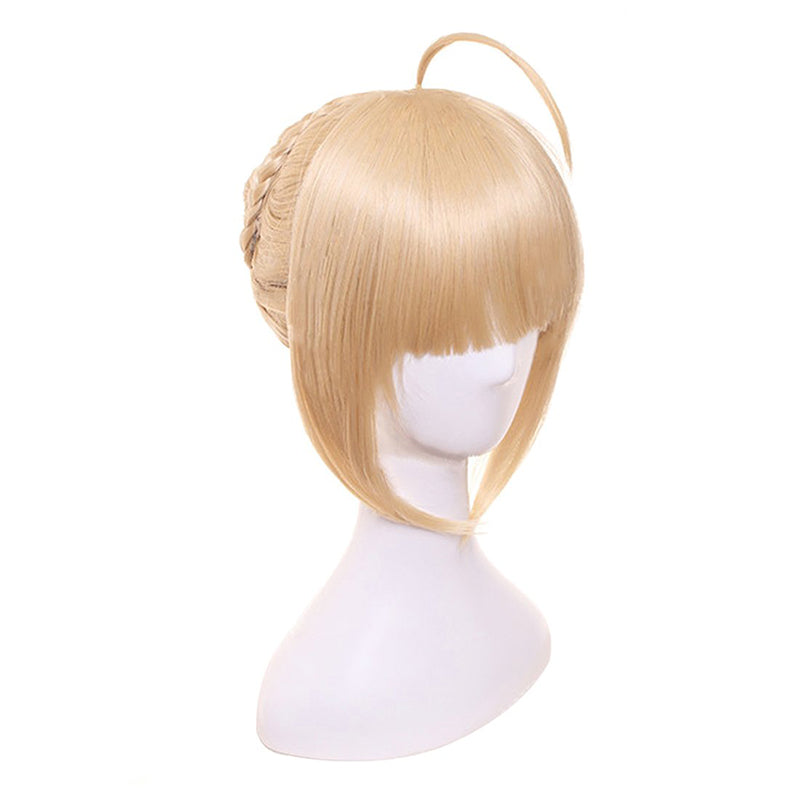 Anime Golden Cosplay Wig with a Bun Costume Accessories For Halloween Party