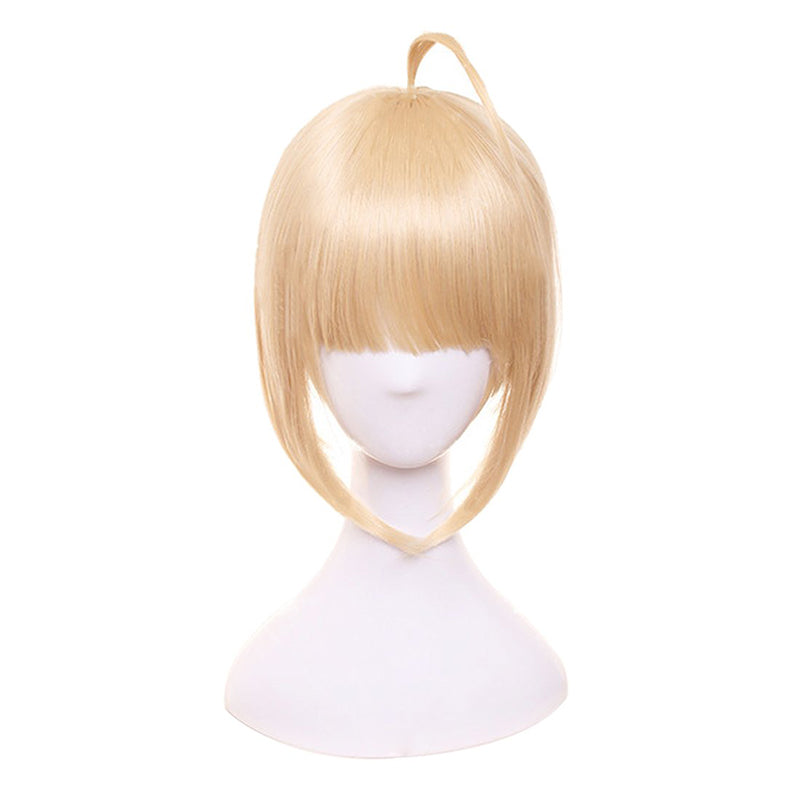 Anime Golden Cosplay Wig with a Bun Costume Accessories For Halloween Party