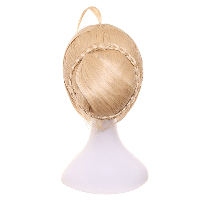 Anime Golden Cosplay Wig with a Bun Costume Accessories For Halloween Party