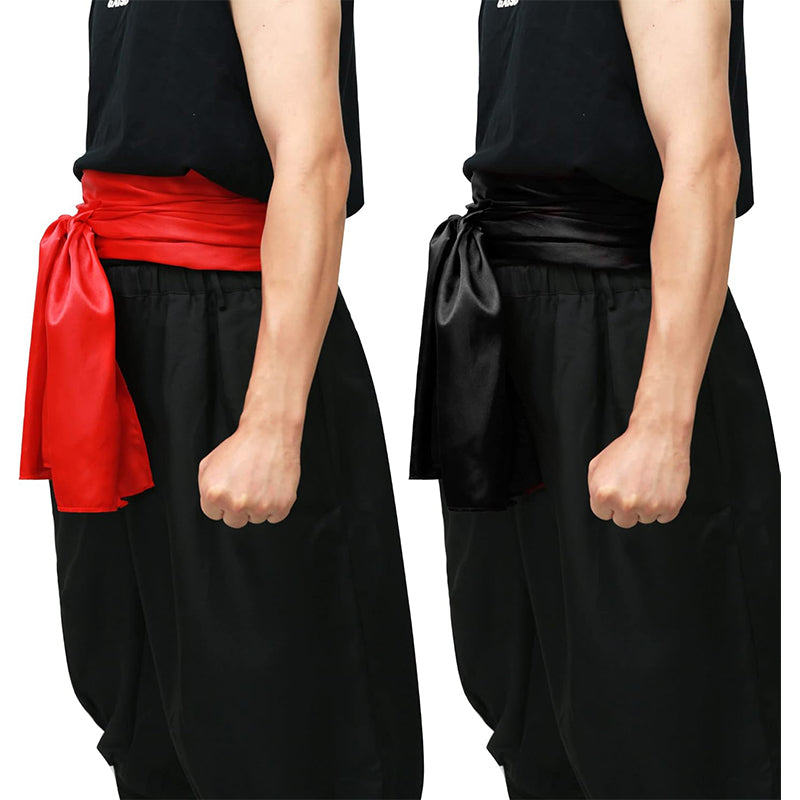 Anime Karate Sash Kung Fu Suit Satin Waist Belt 2 PCS 126”*13” Pirate Cosplay Sash Costume Accessories For Halloween Party