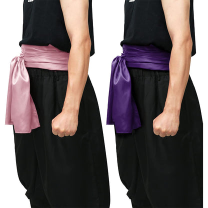 Anime Karate Sash Kung Fu Suit Satin Waist Belt 2 PCS 126”*13” Pirate Cosplay Sash Costume Accessories For Halloween Party