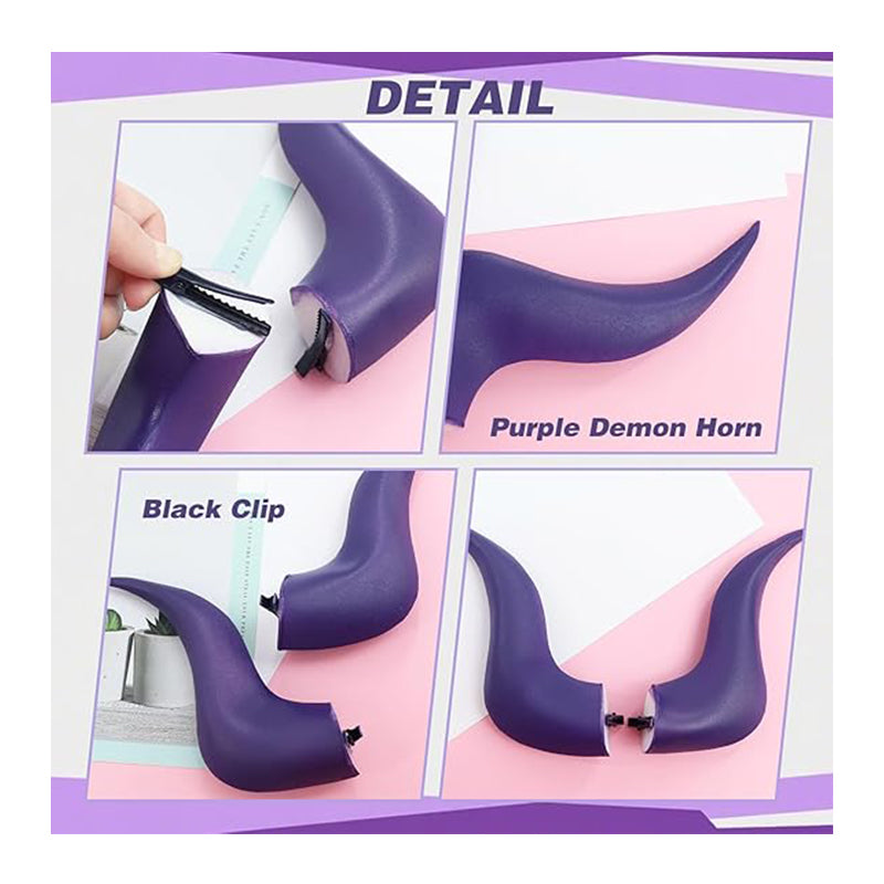 Anime Purple Horn Hairpin Angel Hair Clip Headband Devil Horns Ears Hairband Cosplay Costume Accessories For Halloween Party