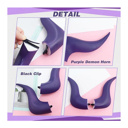 Anime Purple Horn Hairpin Angel Hair Clip Headband Devil Horns Ears Hairband Cosplay Costume Accessories For Halloween Party
