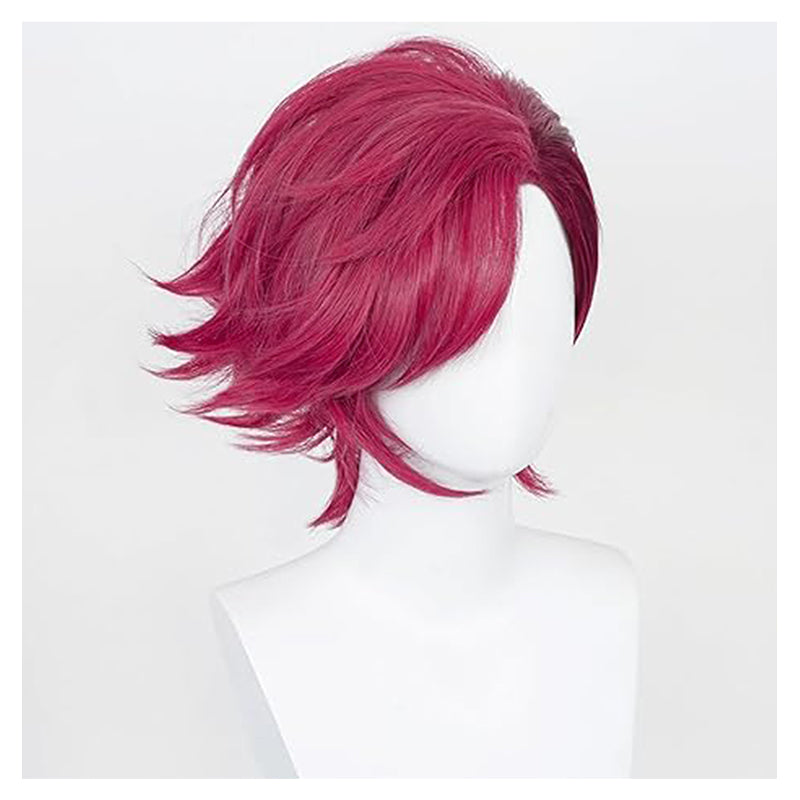 Anime Short Red Wig with Bangs Women Cosplay Hair For Halloween Party