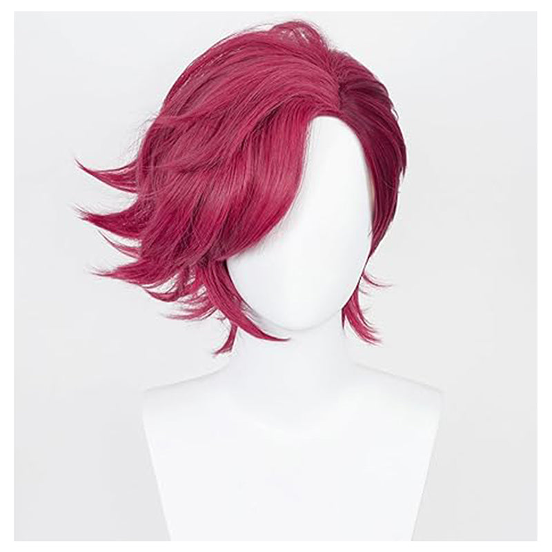 Anime Short Red Wig with Bangs Women Cosplay Hair For Halloween Party