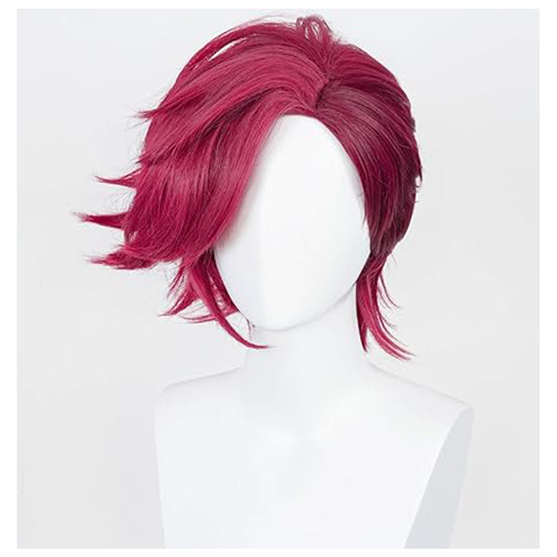 Anime Short Red Wig with Bangs Women Cosplay Hair For Halloween Party