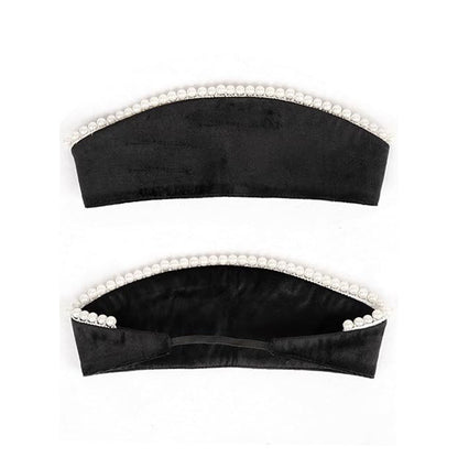 Anne Headband Velvet Pearl Tudor French Hood Gothic Renaissance Halloween Hair Costume Accessories