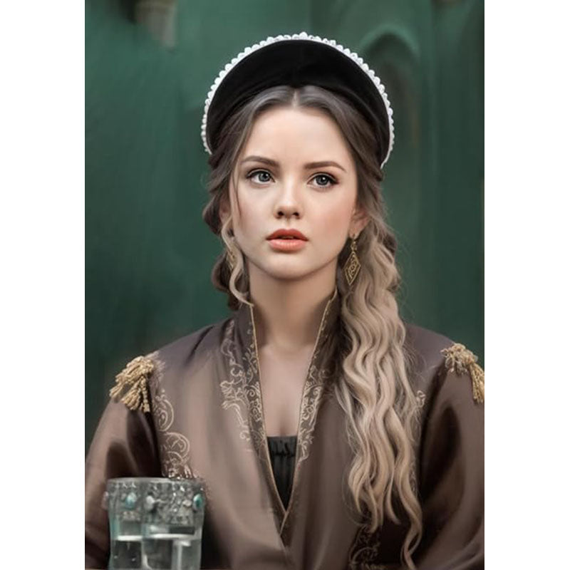 Anne Headband Velvet Pearl Tudor French Hood Gothic Renaissance Halloween Hair Costume Accessories