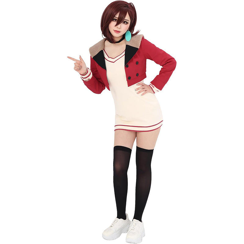 Ayase Cosplay Costume Full Set Outfit Red Suite Jacket Knitted Dress for Halloween Party