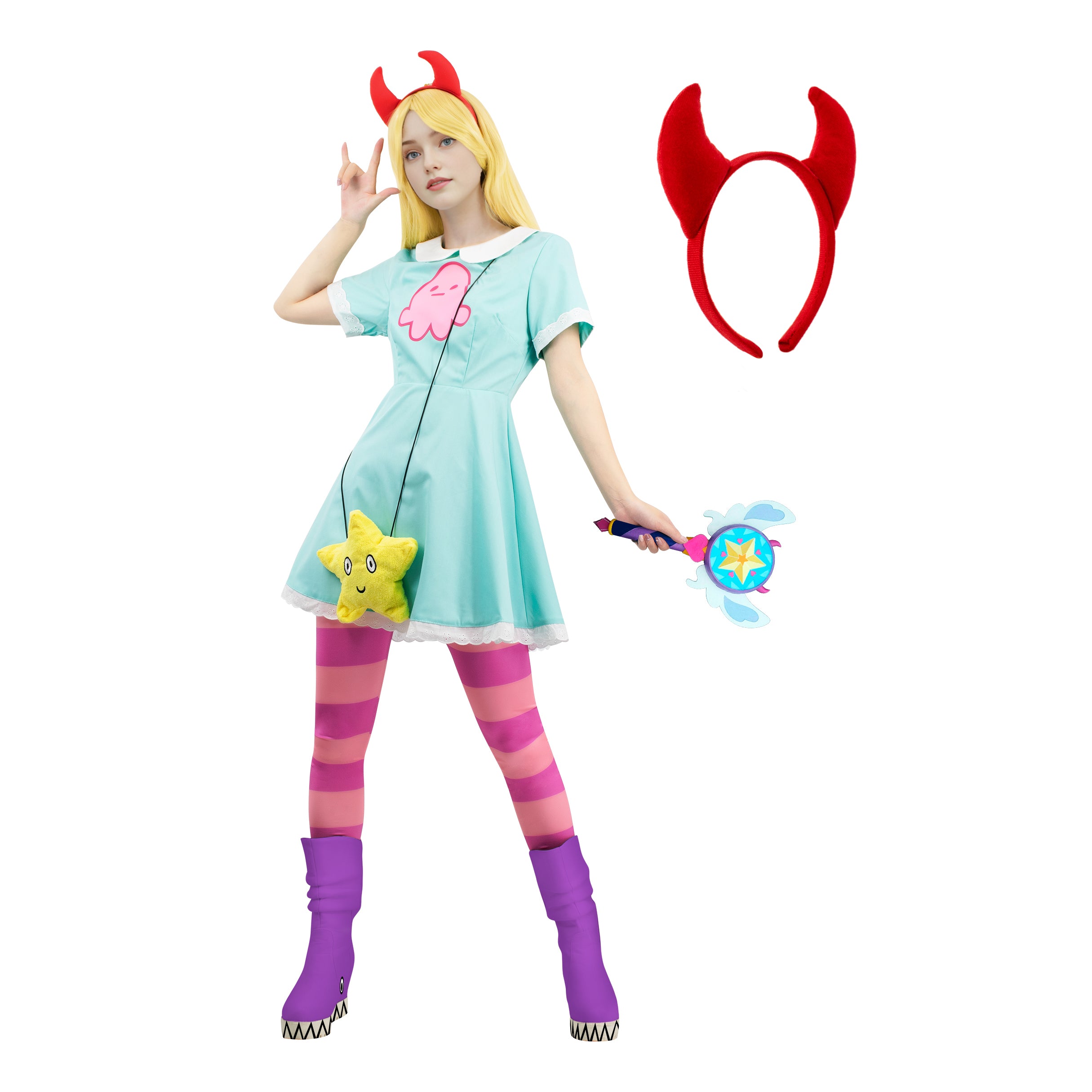 Womens Star Cosplay Costume Outfit Horn and Bag