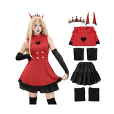 DAZCOS Charlie Morningstar Cosplay Costume Red Dress Suit with Bustle for Women Full Set Outfits for Halloween DAZCOS Charlie Morningstar Cosplay Costume Red Dress Suit with Bustle for Women Full Set Outfits for Halloween