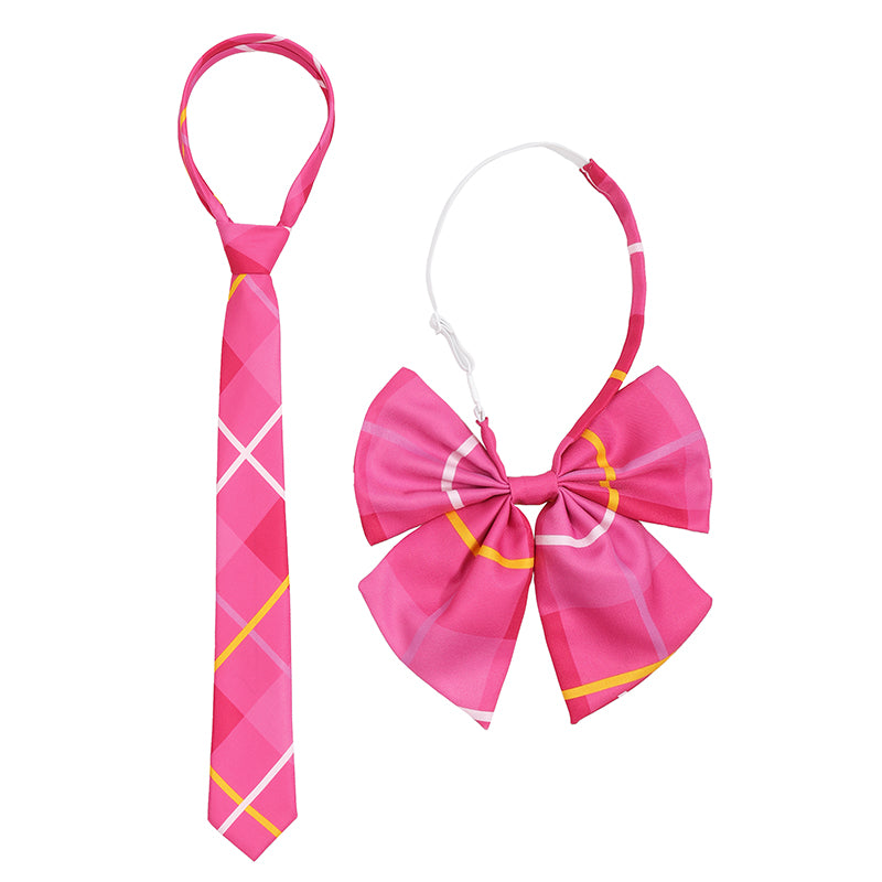 Necktie Bow Tie 2 Pcs Set Uniform Adjustable Plaid Tartan Bow Tie Necktie Set